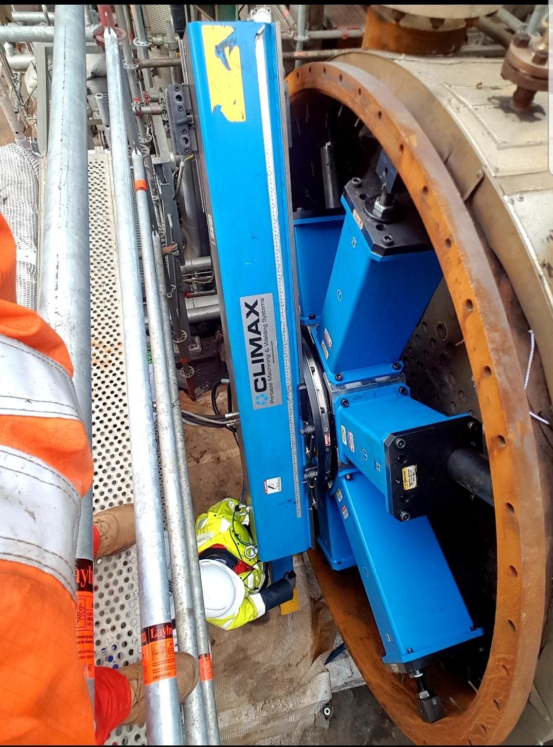 CLIMAX FF8200 Flanschbearbeitungsmaschine, Reparatur von Wärmetauschern